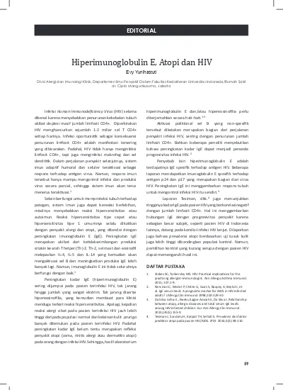 E, Atopi Dan HIV | Yunihastuti | Jurnal Penyakit Dalam Indonesia 1 SM