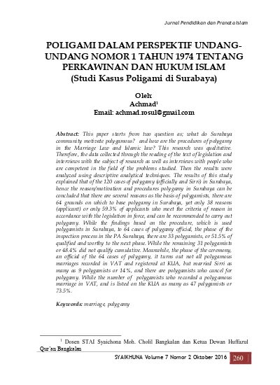 Poligami Dalam Perspektif Undang-Undang Nomor 1 Tahun 1974 Tentang ...