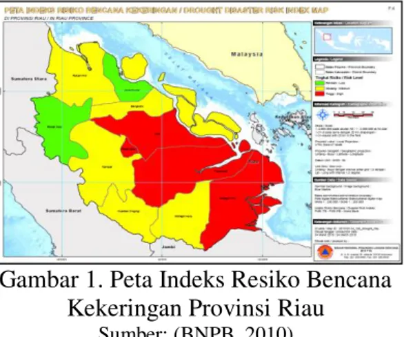 Gambar 1. Peta Indeks Resiko Bencana  Kekeringan Provinsi Riau 