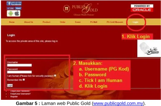 Gambar 5 : Laman web Public Gold (www.publicgold.com.my). 