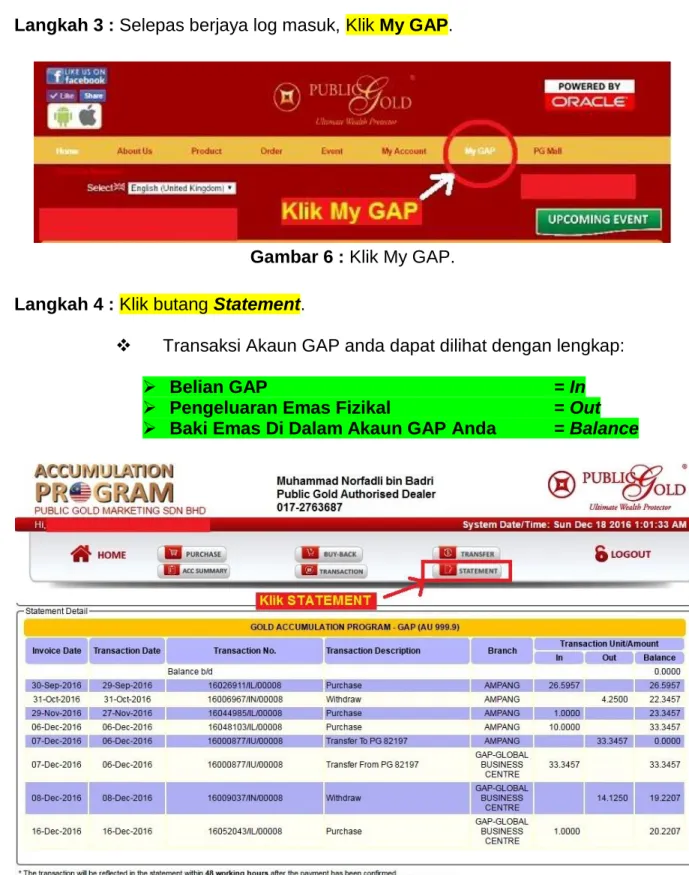 Gambar 6 : Klik My GAP. 