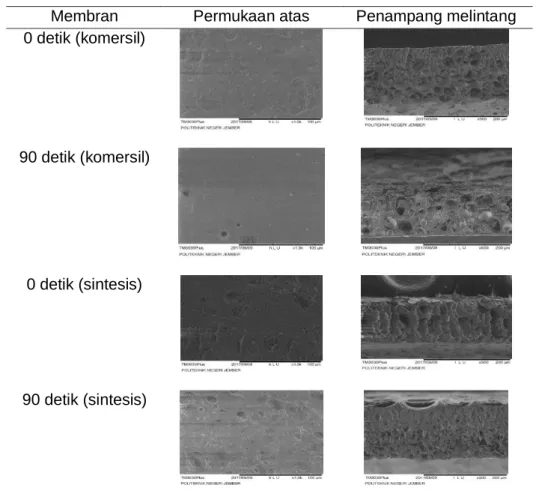 Gambar 2. Hasil analisis SEM membran PSf/SA 