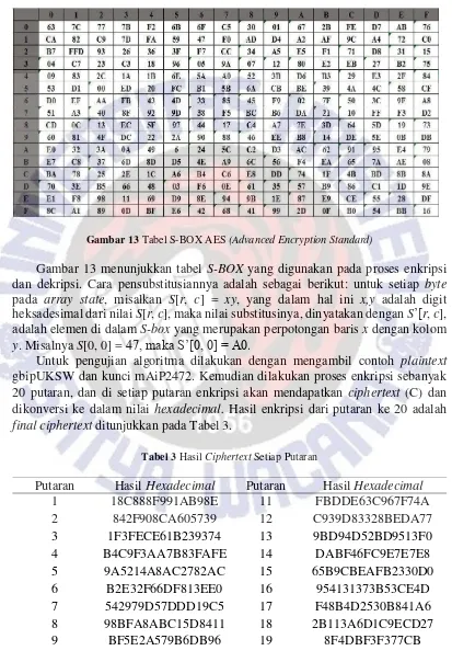 Gambar 13 Tabel S-BOX AES (Advanced Encryption Standard) 