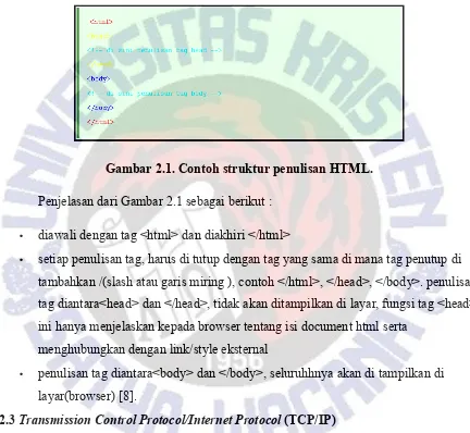 Gambar 2.1. Contoh struktur penulisan HTML.