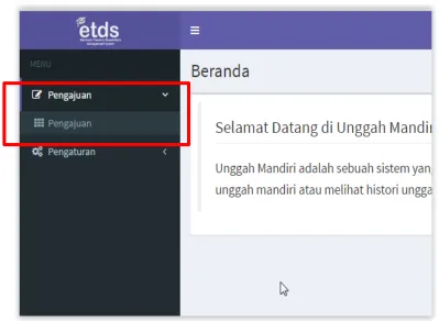 Gambar 3 4. Klik menu Pengajuan  Pengajuan 