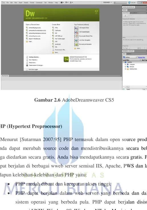 Gambar 2.6 AdobeDreamweaver CS5 