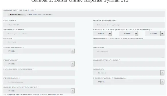 Gambar 2. Daftar Online Koperasi Syariah 212 