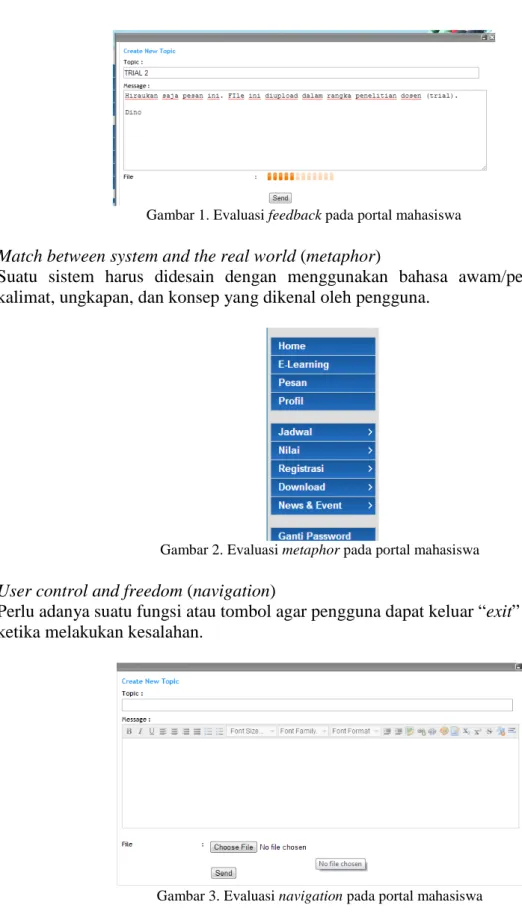 Gambar 1. Evaluasi feedback pada portal mahasiswa 