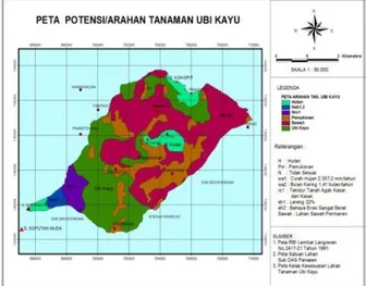 Gambar 3. Peta potensi / arahan untuk  Pengembangan Tanaman Jagung  Tabel 3. Luas Potensi/Arahan Lahan untuk 