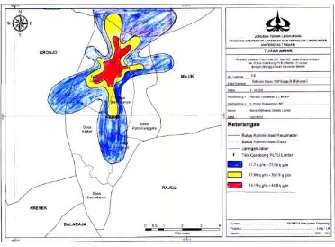 Gambar 5. Sebaran TSP pada kelas B (tahunan) (Hasil analisis penulis, 2015) 