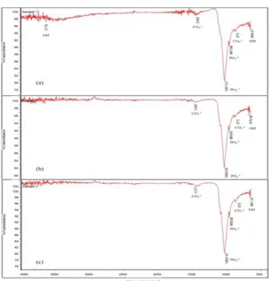 Gambar  3.4  Difraktogram  HAp  hasil  sintesis  pada suhu  140 o C,  waktu reaksi  a)  12,  b)16  dan  c)20  jam,  d)HAp  standard (ICDD 00-024-0033) = CaCO3a b c d 