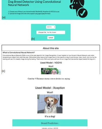 Gambar 9 Halaman utama sistem deteksi ras anjing 