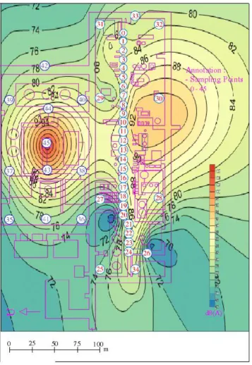 Figure 7 Map contour distribution of noise at CPP Gundih 