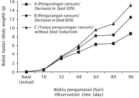 Gambar 1. Bobot rata-rata udang vannamei selama penelitianFigure 1.Average body weight of  L