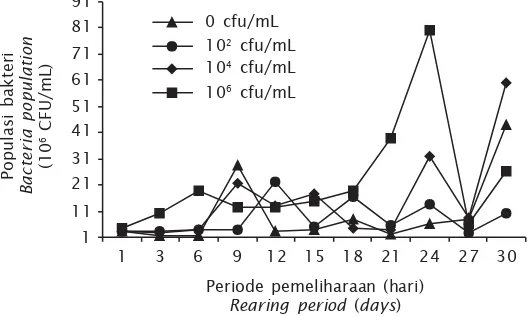 Gambar 7. Penyebaran bioflok dalam media budidaya dan hasil panen bioflokFigure 7.Biofloc distribution and biofloc harvest from the biofloc media culture