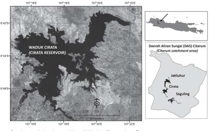 Gambar 1. Lokasi penelitian di Waduk Cirata, Jawa BaratFigure 1.Study area at Cirata Reservoir, West Java