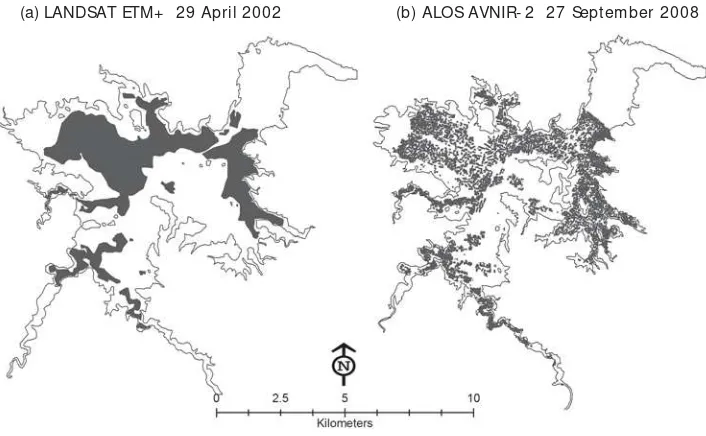 Gambar 6. Tutupan lahan di kawasan Waduk Cirata (Sumber: Radiarta & Ardi, 2009)Figure 6.Land cover condition around Cirata Reservoir area (Source: Radiarta & Ardi, 2009)