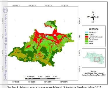 Gambar 4  Sebaran spasial penggunaan lahan di Kabupaten Bandung tahun 2012 
