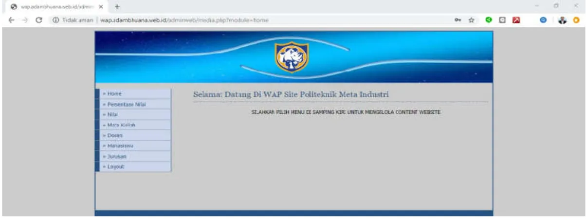 Gambar 11. Halaman Menu Utama Admin 