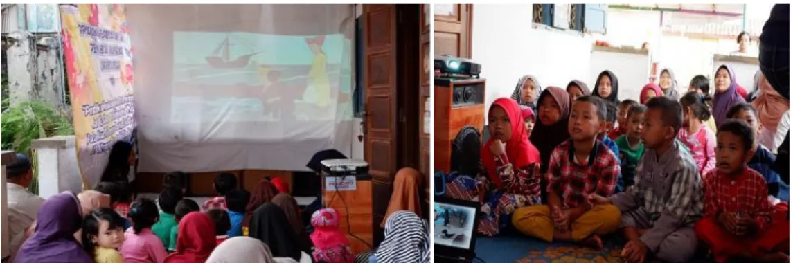 Gambar 2. Pemutaran Film Dongeng Anak Nusantara 
