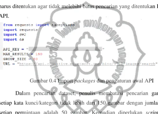 Gambar 0.4 Import packages dan pengaturan awal API 