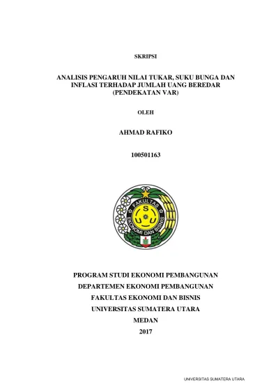 ANALISIS PENGARUH NILAI TUKAR, SUKU BUNGA DAN INFLASI TERHADAP JUMLAH ...