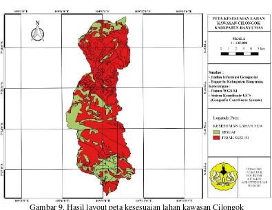 Gambar 9. Hasil layout peta kesesuaian lahan kawasan Cilongok 