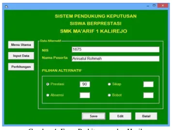 Gambar 2. Menu Utama  b.  Form Input data Siswa  