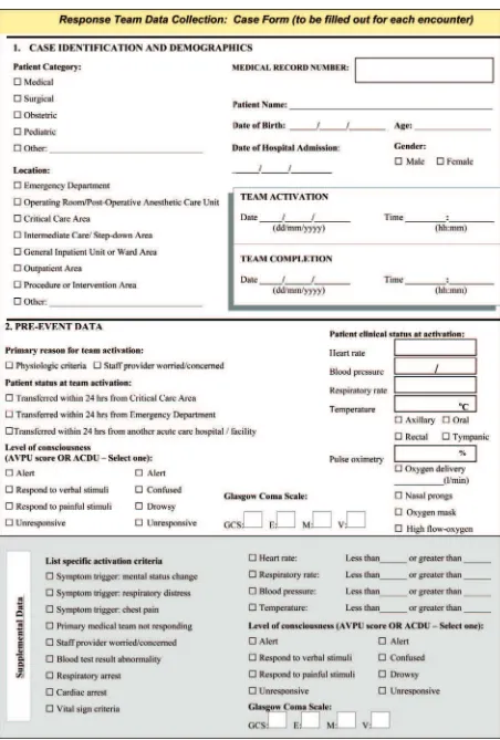 Figure 2. Response team data collection: case form.