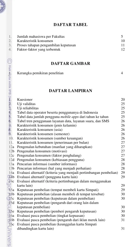Tabel data operator beserta penggunanya di Indonesia 