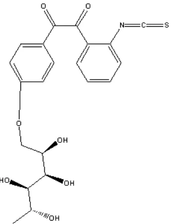 Gambar 5.  Struktur hipotetik 4-alfa-4-rhamnosiloxy-benzil-isothiosianate 
