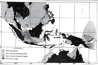 Gambar 6.  Peta sifat-sifat pasut perairan ASEAN (Pariwono, 1985 : 137) 