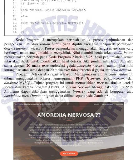 Gambar 8 Tampilan Halaman Utama Program Deteksi Gejala Anorexia Nervosa 