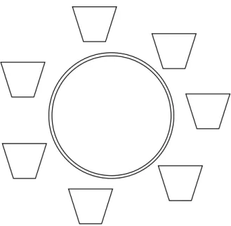 Diagram 10 shows a round table and  7 chairs. 