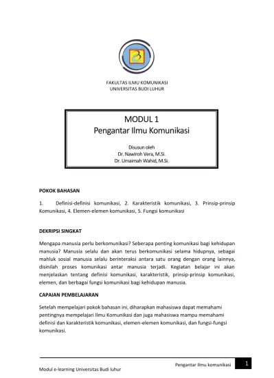 MODUL 1 Pengantar Ilmu Komunikasi