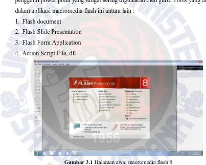 Gambar 3.1 Halaman awal macromedia flash 8 