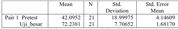 Tabel 4. Paired Sample statistics pada uji skala besar 