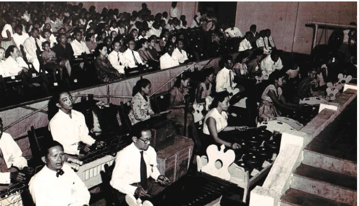 Figure 3. The Gamelan and Karawitan Orchestra of Ang Hien Hoo in the 1950s (photographed by Ong Kian Bie, courtesy of Ong Ay Ling).
