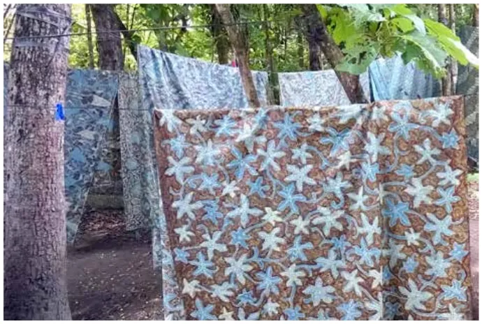 Figure 7. Natural dyed-batik under drying process (Picture source: Handayani 2016).