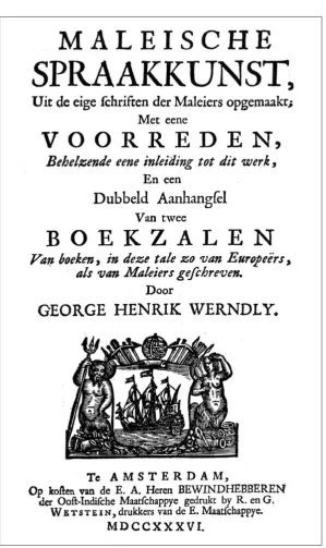 Figure 1. The title page of Werndly’s 1736 Malay Grammar.