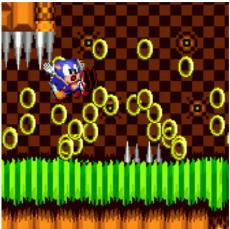 Gambar 2.1.6. Sonic kehilangan beberapa rings ketika terkena duri  (Sumber: 