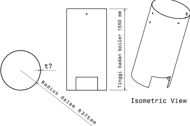 Gambar 4.1. Ukuran badan boiler 