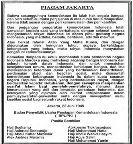 Gambar 4 Naskah Piagam Jakarta 