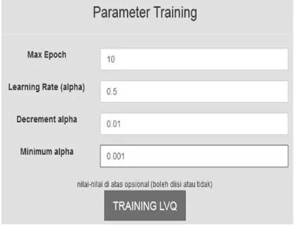 Gambar. 4. Pengisian Parameter Training 