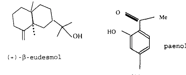 Gambar 4. Proposal bangun molekul paenol dan (+)-b-eudesmol oleh Miyazawa et a1.(1996) 