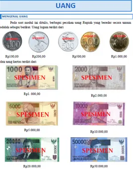 Gambar 7 Ilustrasi dalam bahan ajar topik bahasan uang 