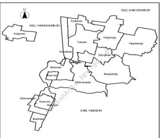 Gambar 1.2 Peta Kecamatan Taman Beserta Batas Kelurahan