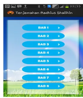 Gambar 4. Tampilan Menu Pilihan Hadits  3)   Tampilan  di dalam Pilihan Hadits 