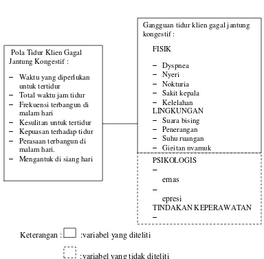 Gambar 3.1. Kerangka Konsep Penelitian Pola Tidur dan Gangguan Tidur  Klien Gagal   Jantung Kongestif di RSUP H.Adam Malik Medan
