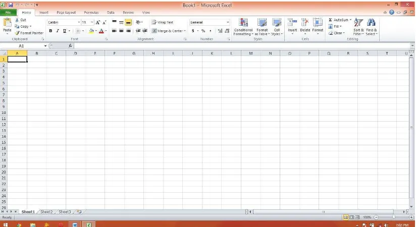 Gambar 5.1 Tampilan Pengaktifan Jendela Microsoft Excel dari Windows 